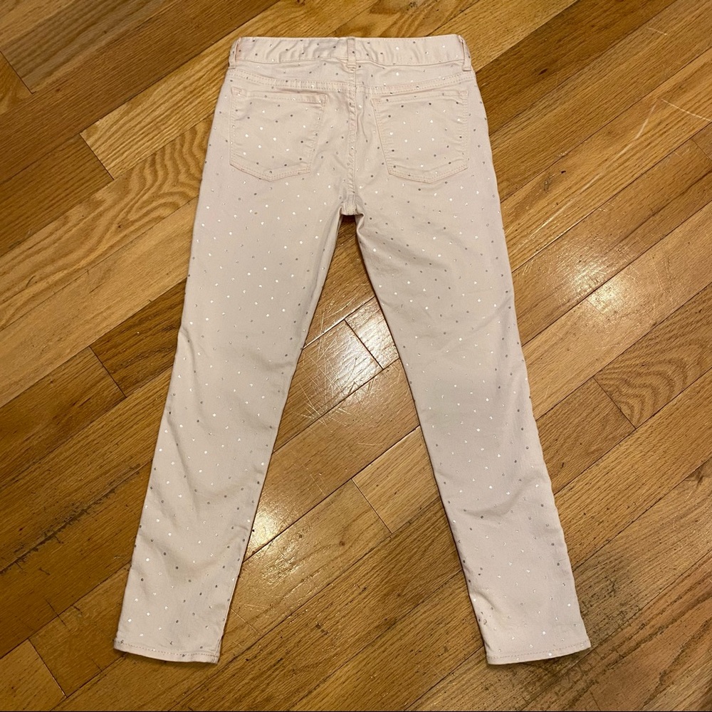 Girls Gap Jeans Pink W/ Silver Polka Dots - Picture 2 of 11